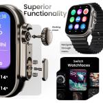 TWS Crown Smart Watch 1.95'' Screen, BT Calling, Working Crown, Zinc Alloy Frame, 900 Nits Brightness, AI Voice Assistant, SpO2 Monitoring, 120+ Sports Mode (Pure Black)