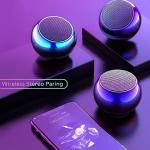 Ultra Mini Wireless Bluetooth Speaker with Heavy Metal Electroplating Round Speaker | Wireless Power Button Controlled, 2 Hours Running Battery Pack of 1 (Multicolor)